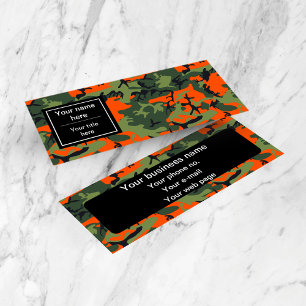 Green and  Orange Camo, Camouflage, Military, Army Mini Business Card