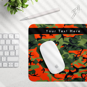 Green and Orange Camo, Camouflage, Military, Army Mouse Pad