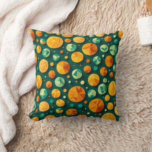 Green And Orange Diamond pattern Throw Pillow
