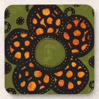 Green And Orange Flower Coaster