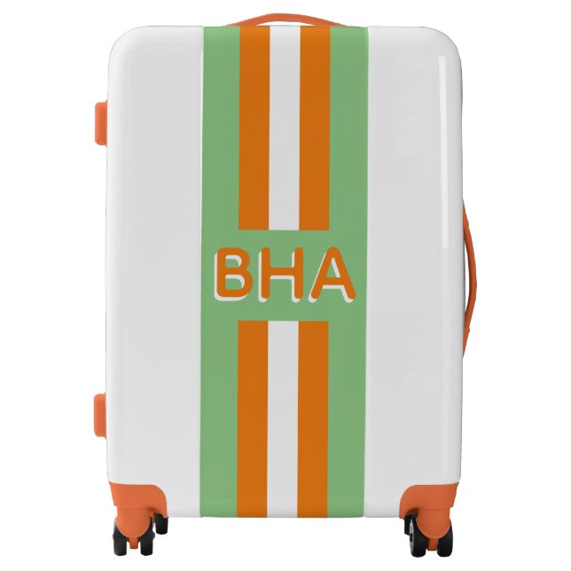 Green and Orange Monogram and Stripe Luggage (Front)