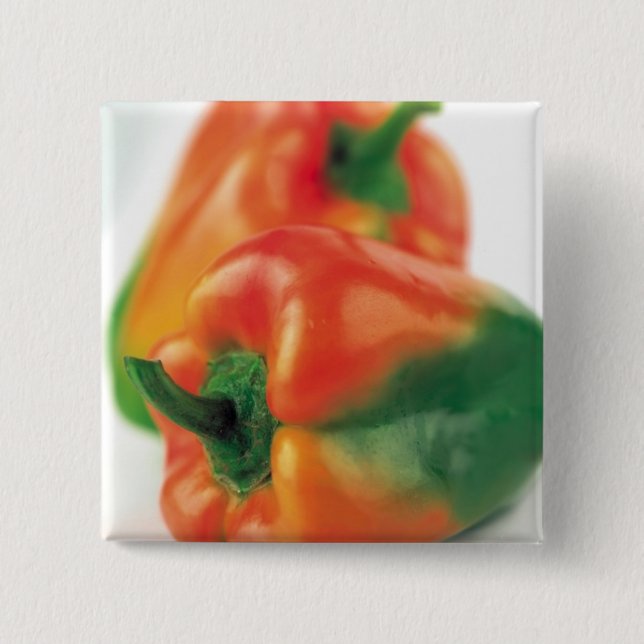 Green and orange Peppers Button (Front)