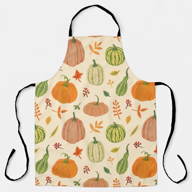 Green and orange pumpkins, seamless pattern. apron (Front)