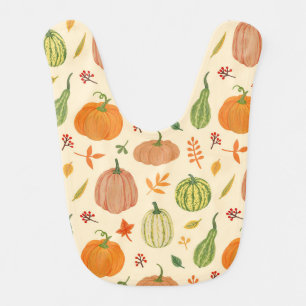 Green and orange pumpkins, seamless pattern. baby bib