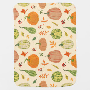 Green and orange pumpkins, seamless pattern. baby blanket