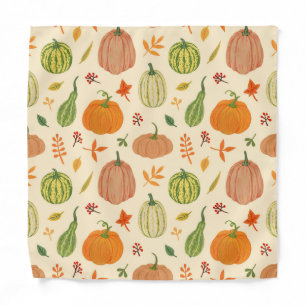 Green and orange pumpkins, seamless pattern. bandana