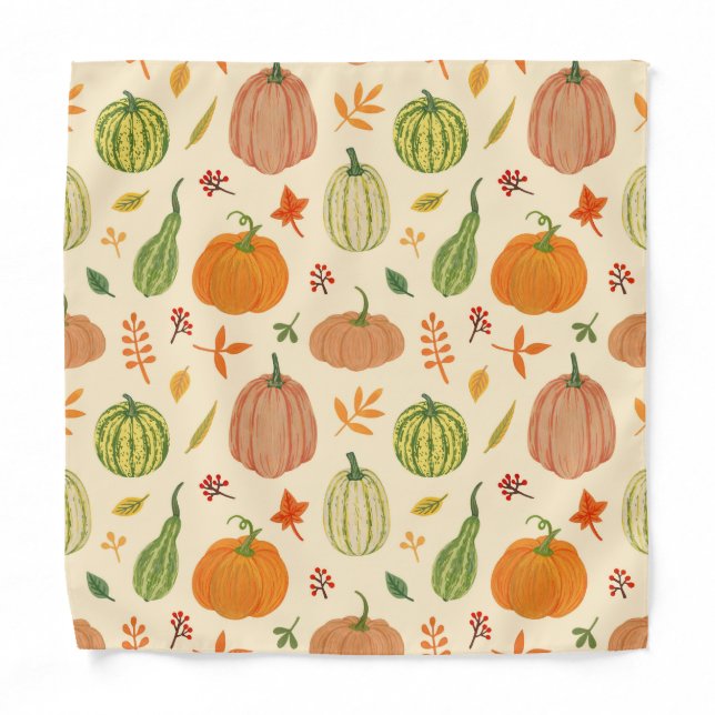Green and orange pumpkins, seamless pattern. bandana (Front)