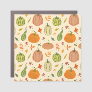 Green and orange pumpkins, seamless pattern. car magnet