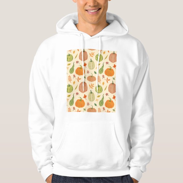 Green and orange pumpkins, seamless pattern. hoodie (Front)