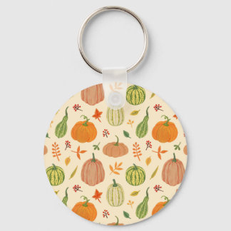 Green and orange pumpkins, seamless pattern. keychain