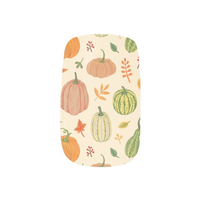 Green and orange pumpkins, seamless pattern. minx nail art (Left Thumb)