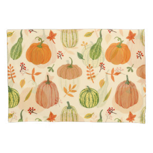 Green and orange pumpkins, seamless pattern. pillow case