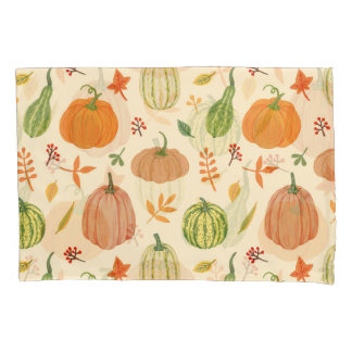Green and orange pumpkins, seamless pattern. pillow case