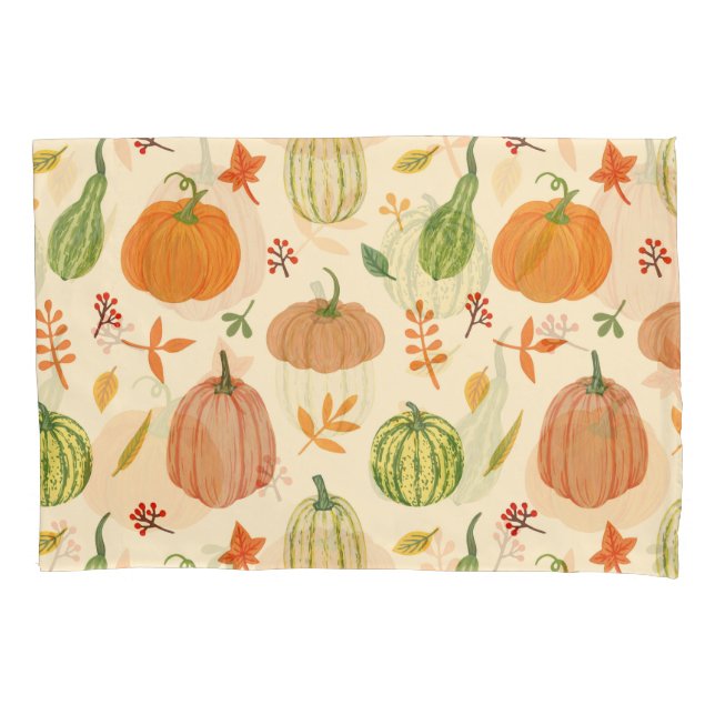 Green and orange pumpkins, seamless pattern. pillow case (Front)