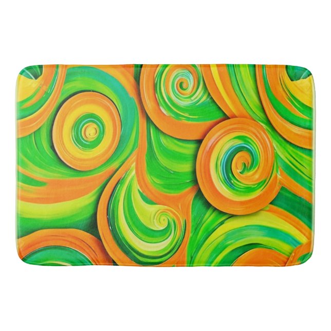 Green and Orange Spiral Bath Mat (Front)