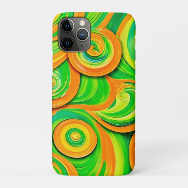 Green and Orange Spiral Case-Mate iPhone Case (Back)