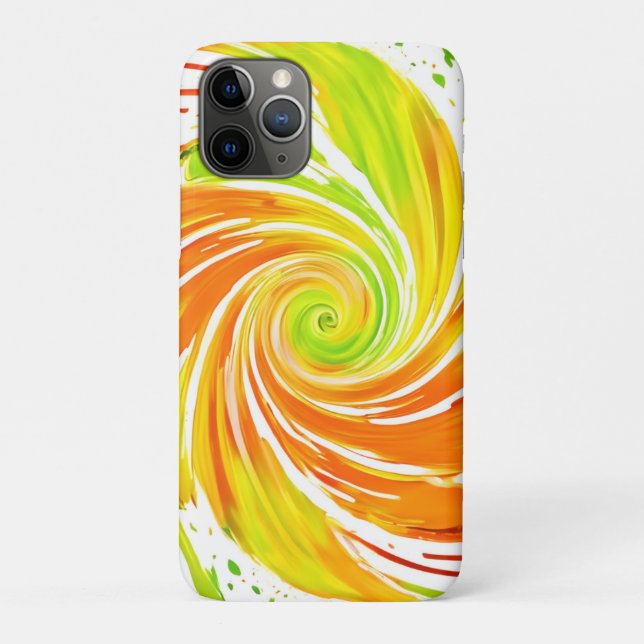 Green and Orange Spiral Design Case-Mate iPhone Case (Back)