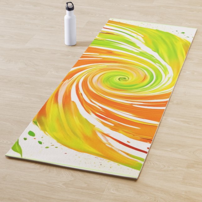 Green and Orange Spiral Design Yoga Mat (In Situ)