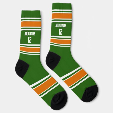 Green And Orange Sport Jersey - Name Number Socks