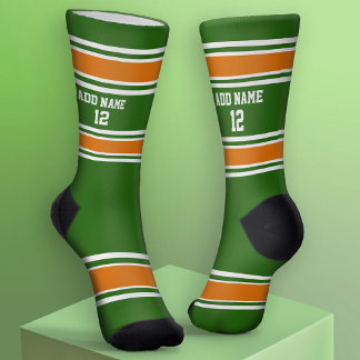 Green and Orange Sport Jersey - Name Number Socks