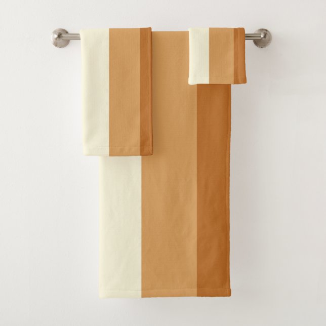 Green and orange Stripes Bath Towel Set (Insitu)