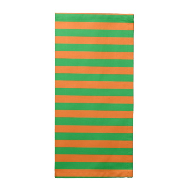 Green and Orange Stripes Cloth Napkin (Half Fold)