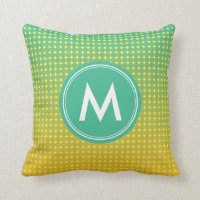 Green and Orange Summer Citrus Blend Name Monogram Throw Pillow