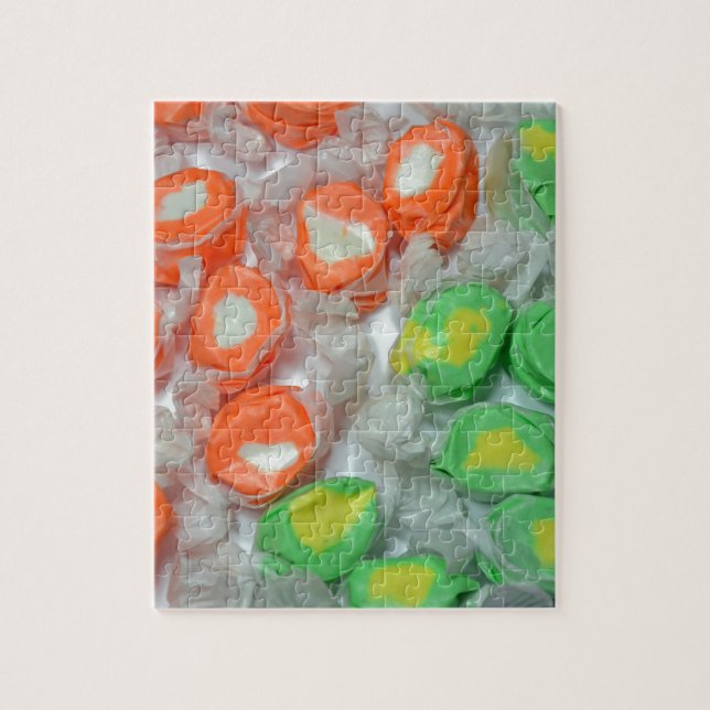 Green and orange taffy candy jigsaw puzzle (Vertical)