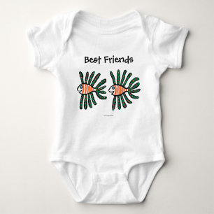 Green and Orange Twin Fin Fish Baby Bodysuit