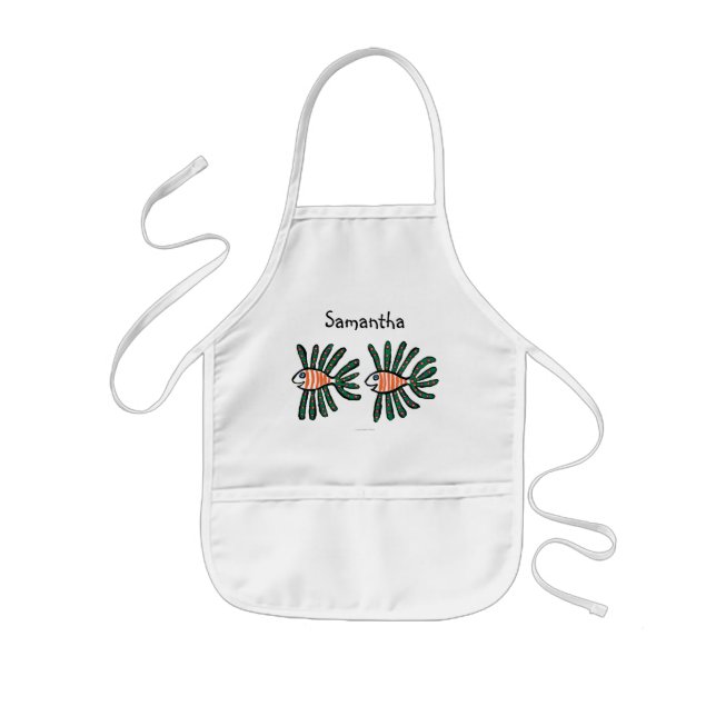 Green and Orange Twin Fin Fish Kids' Apron (Front)