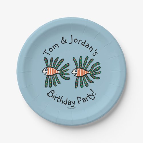 Green and Orange Twin Fin Fish Paper Plates