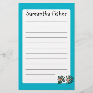 Green and Orange Twin Fin Fish Stationery