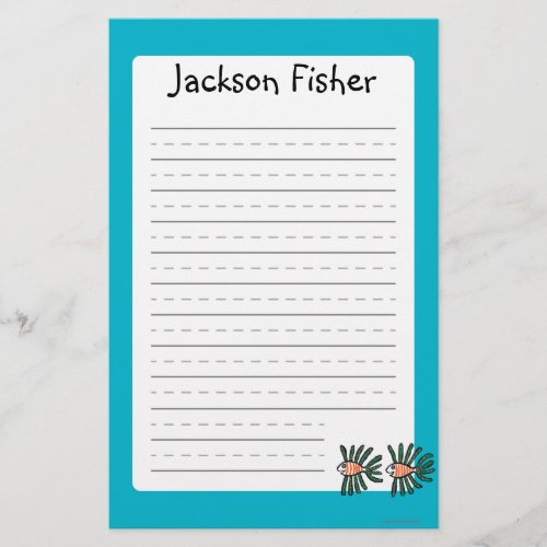 Green and Orange Twin Fin Fish Stationery