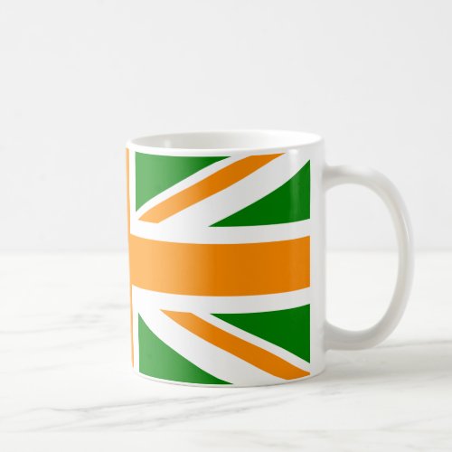 Green and Orange Union Jack Coffee Mug