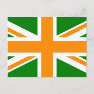 Green and Orange Union Jack Postcard