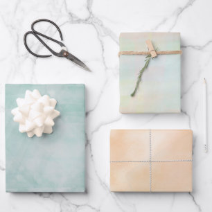Green and Orange Variegated Watercolor Wrapping Paper Sheets