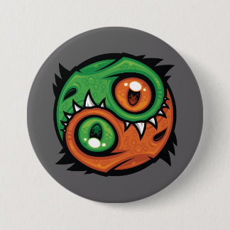 Green and Orange Yin Yang Dragons Button