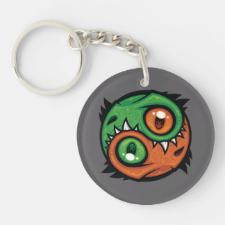 Green and Orange Yin Yang Dragons Keychain