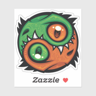 Green and Orange Yin Yang Dragons Sticker