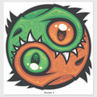 Green and Orange Yin Yang Dragons Sticker