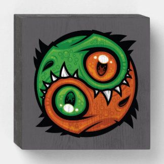Green and Orange Yin Yang Dragons Wooden Box Sign