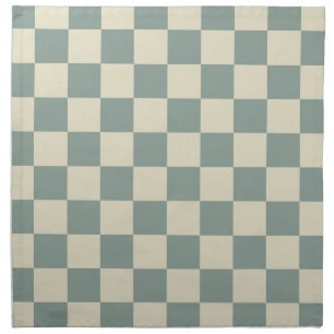 Green and Pale Yellow Checkerboard Cloth Napkin