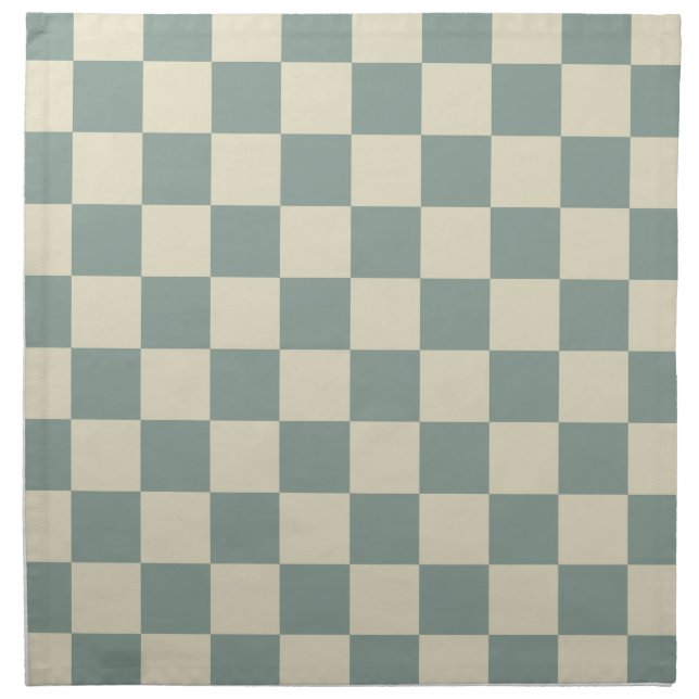 Green and Pale Yellow Checkerboard Cloth Napkin (Front)