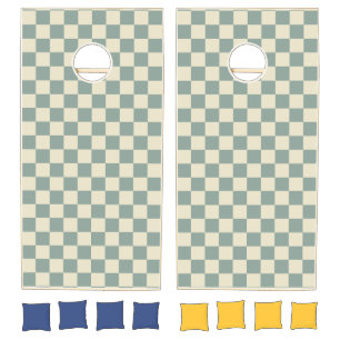 Green and Pale Yellow Checkerboard Cornhole Set