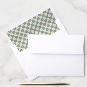Green and Pale Yellow Checkerboard Envelope Liner