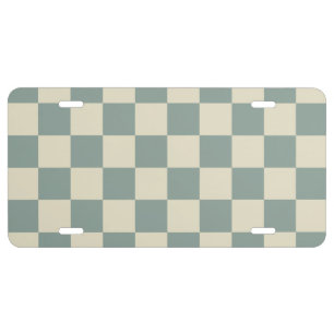 Green and Pale Yellow Checkerboard License Plate