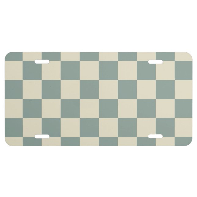 Green and Pale Yellow Checkerboard License Plate (Front)
