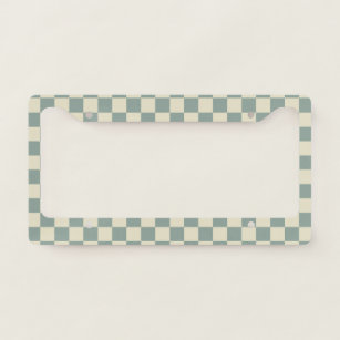 Green and Pale Yellow Checkerboard License Plate Frame