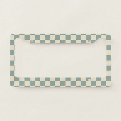 Green and Pale Yellow Checkerboard License Plate Frame