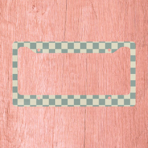 Green and Pale Yellow Checkerboard License Plate Frame